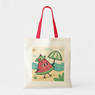Cute Watermelon Character at the Beach – Tote Bag