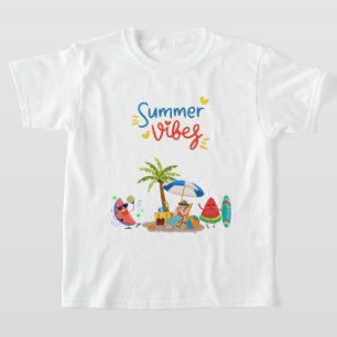  Cute Watermelon Characters Relaxing Under a Palm  T-Shirt