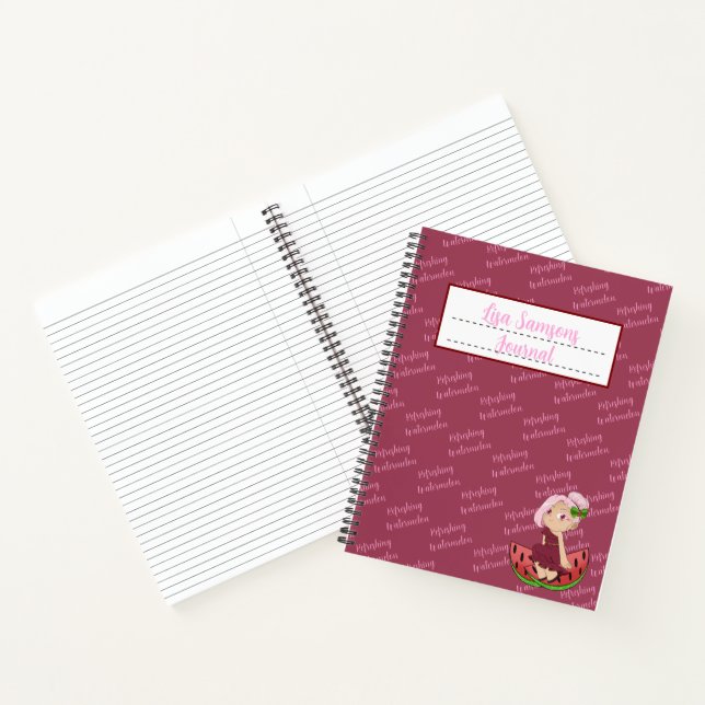 Cute Watermelon Chibi Journal Spiral Notebook (Inside)