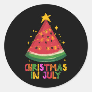 Cute Watermelon Christmas In July Kids Summer Vaca Classic Round Sticker