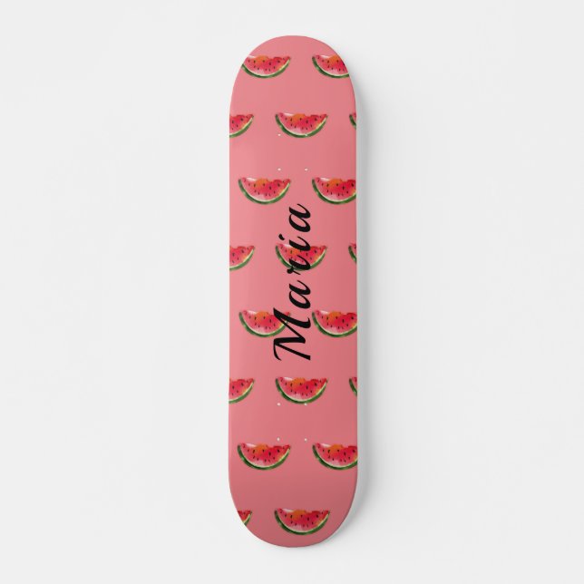 Cute watermelon custom name skateboard (Front)