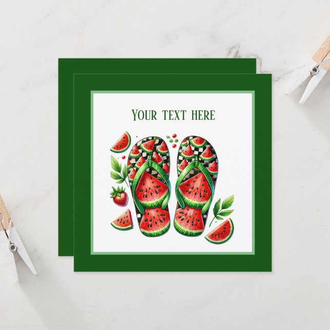 Cute watermelon flip flop beach party  invitation (Front/Back In Situ)