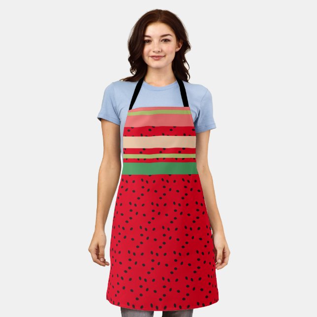 Cute Watermelon Fruit Kitchen Apron (Worn)
