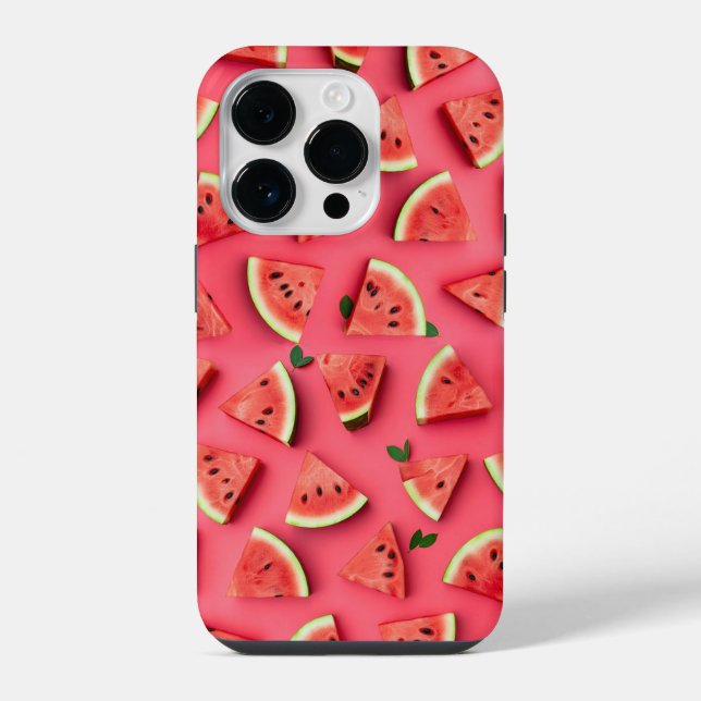 Cute Watermelon Fruit Pattern Pink iPhone Case (Back)
