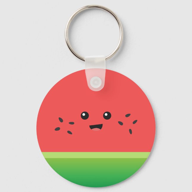 Cute Watermelon, Happy and Cheerful Key Ring (Front)
