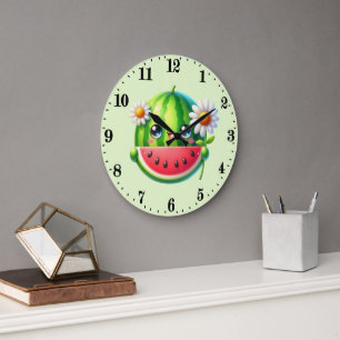 Cute watermelon lovers kitchen large clock