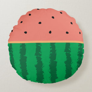 Cute Watermelon One In A Melon Funny Foodie Silly Round Cushion