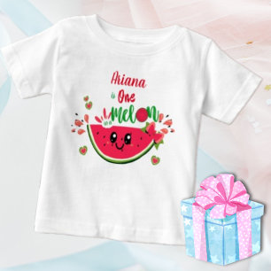 Cute Watermelon One In A Melon Girl's 1st Birthday Baby T-Shirt