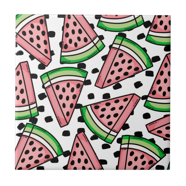 Cute Watermelon Pattern Ceramic Tile (Front)