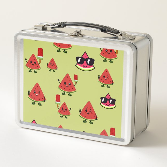 Cute Watermelon Pattern Kids Metal Lunchbox (Front)
