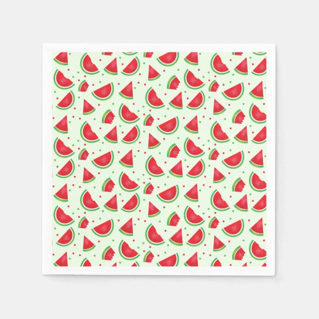 Cute Watermelon Pattern Melon Summer Light Green Napkin (Front)