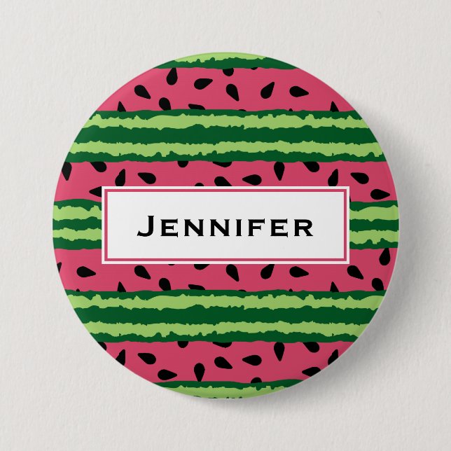 Cute Watermelon Pattern Pink & Green 7.5 Cm Round Badge (Front)