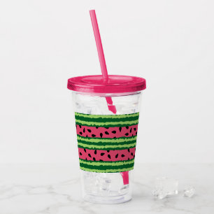 Cute Watermelon Pattern Pink & Green Acrylic Tumbler