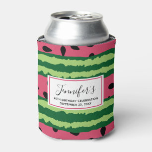 Cute Watermelon Pattern Pink & Green Birthday Can Cooler