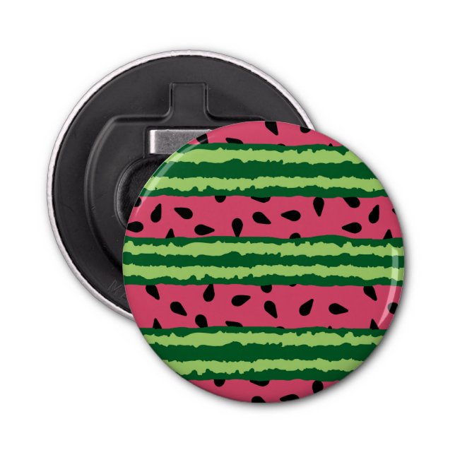 Cute Watermelon Pattern Pink & Green Bottle Opener (Front)