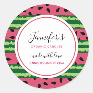 Cute Watermelon Pattern Pink & Green Classic Round Sticker