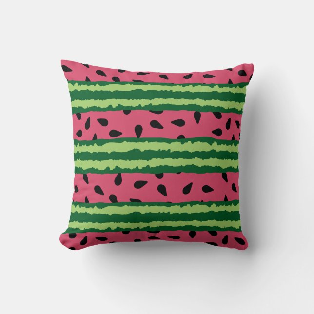Cute Watermelon Pattern Pink & Green Cushion (Front)