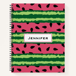 Cute Watermelon Pattern Pink & Green Notebook