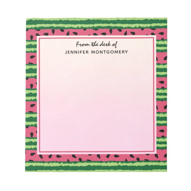 Cute Watermelon Pattern Pink & Green Notepad (Front)