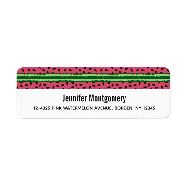 Cute Watermelon Pattern Pink & Green Return Address Label (Front)