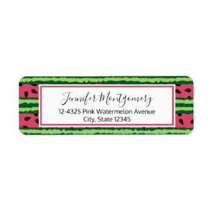 Cute Watermelon Pattern Pink & Green Return Address Label