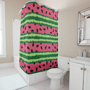 Cute Watermelon Pattern Pink & Green Shower Curtain