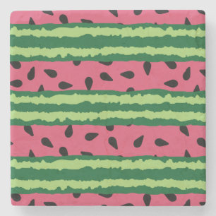 Cute Watermelon Pattern Pink & Green Stone Coaster