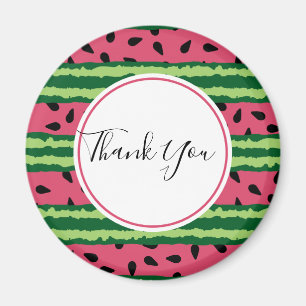 Cute Watermelon Pattern Pink & Green Thank You Magnet