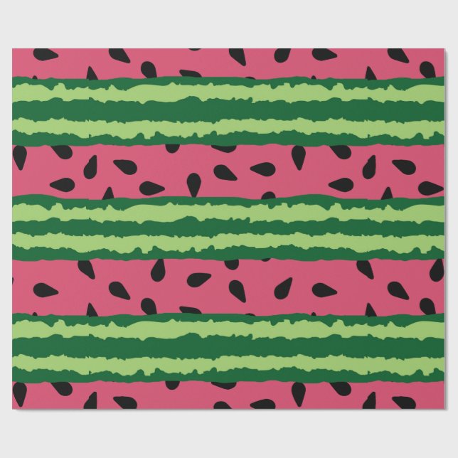 Cute Watermelon Pattern Pink & Green Wrapping Paper (Flat)