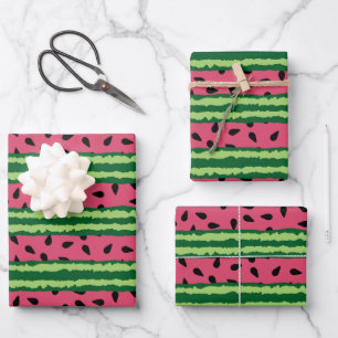 Cute Watermelon Pattern Pink & Green Wrapping Paper Sheet