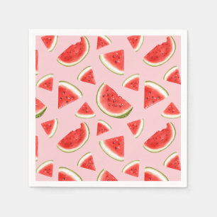Cute Watermelon Pattern Pink Kids Birthday Party Napkin