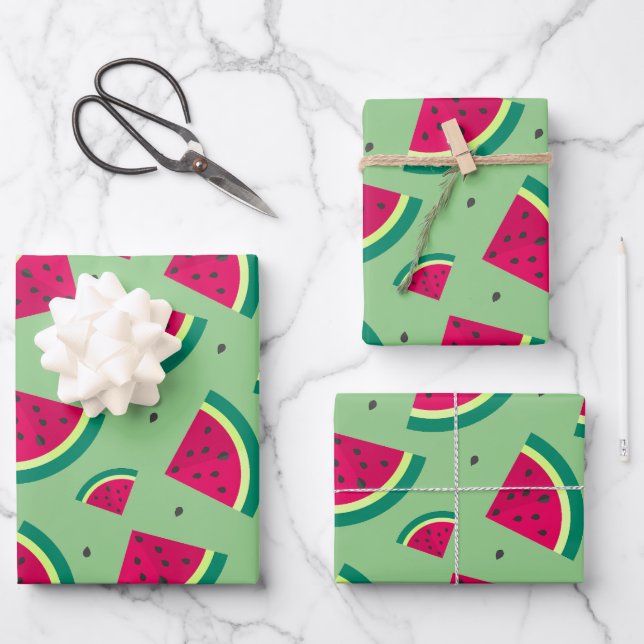 Cute Watermelon Pattern Wrapping Paper Sheet (Front)