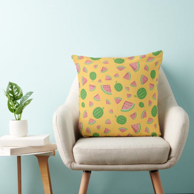 Cute Watermelon Pattern yellow Throw Pillow (Chair)