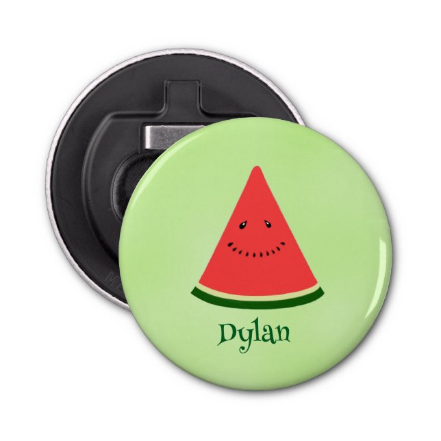 Cute Watermelon Personalised Button Bottle Opener (Front)
