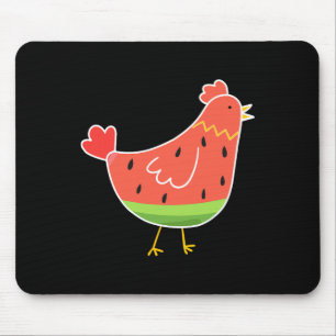 Cute Watermelon Print Chicken Lover Farmer Summer Mouse Pad