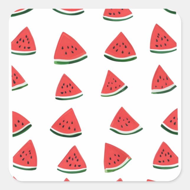 Cute Watermelon Seamless Pattern Square Sticker (Front)