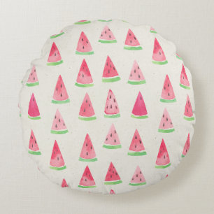 Cute watermelon: seamless watercolor pattern. round cushion