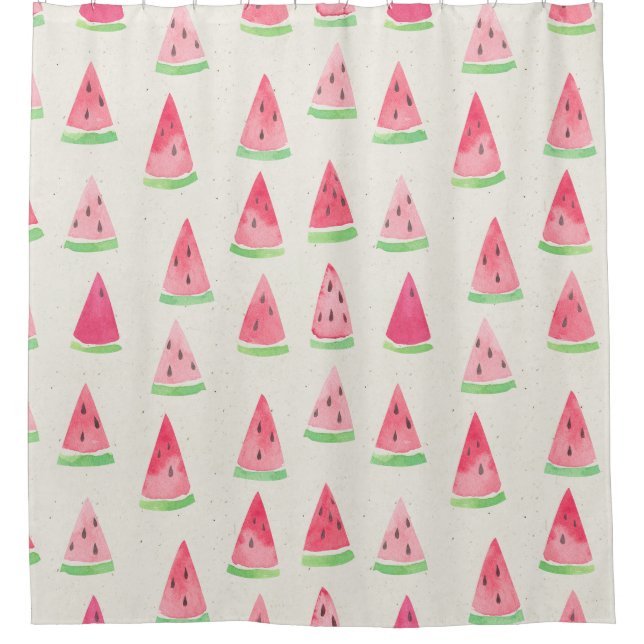 Cute watermelon: seamless watercolor pattern. shower curtain (Front)
