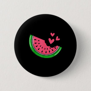 Cute Watermelon Slice Bitten With Hearts Summer 6 Cm Round Badge