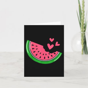 Cute Watermelon Slice Bitten With Hearts Summer Card