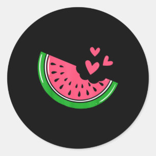 Cute Watermelon Slice Bitten With Hearts Summer Classic Round Sticker