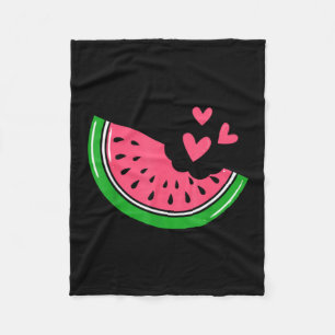 Cute Watermelon Slice Bitten With Hearts Summer Fleece Blanket