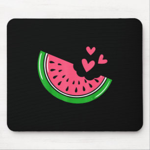 Cute Watermelon Slice Bitten With Hearts Summer Mouse Pad