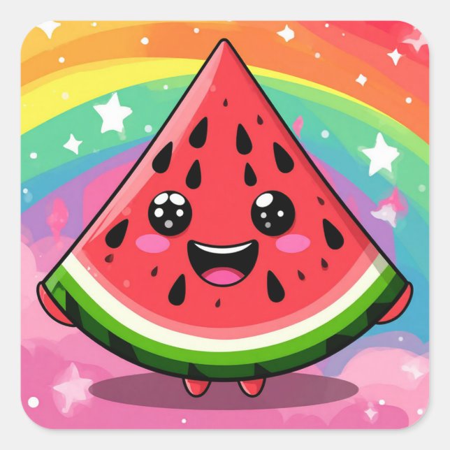 Cute Watermelon Slice For Summer Lovers Square Sticker (Front)