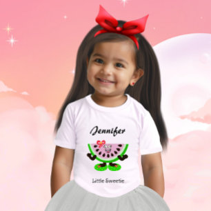 Cute Watermelon Slice Little Sweetie Personalised  Baby T-Shirt