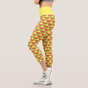Cute watermelon slice print short summer leggings