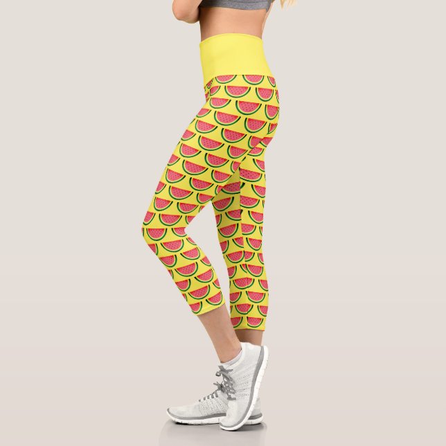 Cute watermelon slice print short summer leggings (Left)
