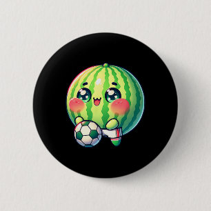 Cute Watermelon Soccer Player Chibi Footll 6 Cm Round Badge