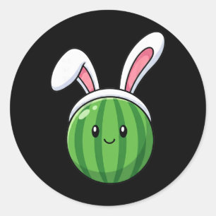 Cute Watermelon With Bunny Ears Easter Fruits  Classic Round Sticker