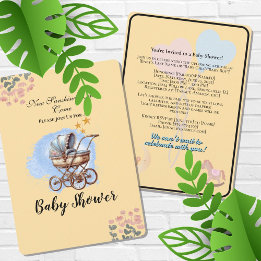Cute Watter colour Personalised Baby Shower  Invit Invitation